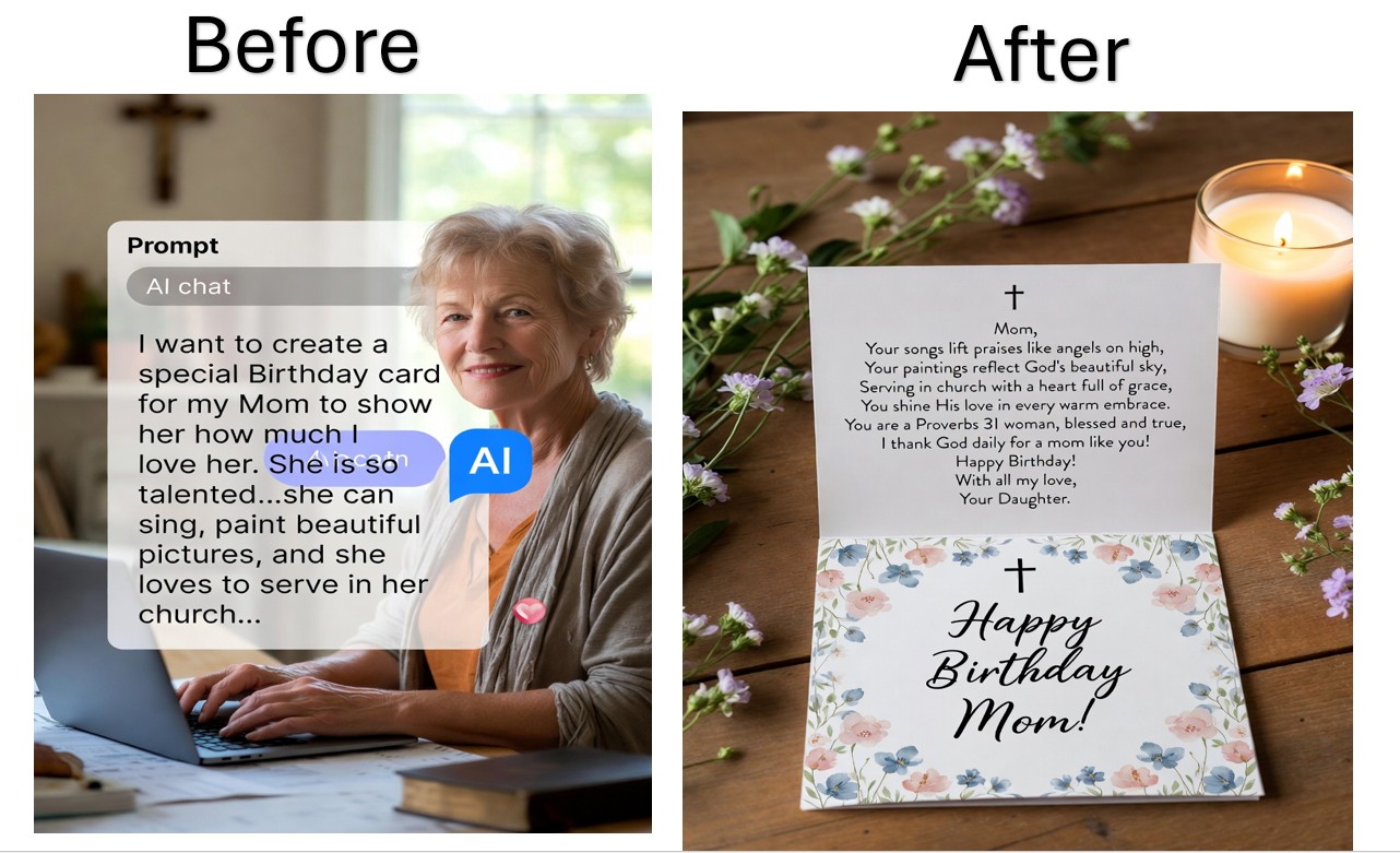 Before and after showing personal creativity and gift creation